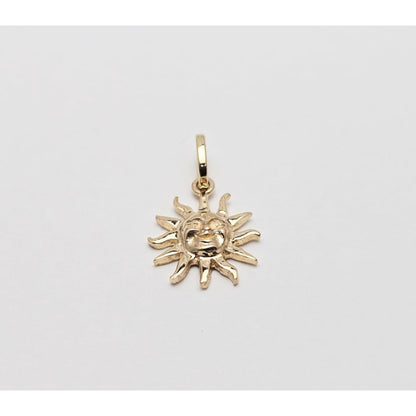 Tiny 14K Yellow Gold St Lucia Smiling Sun Charm Pendant