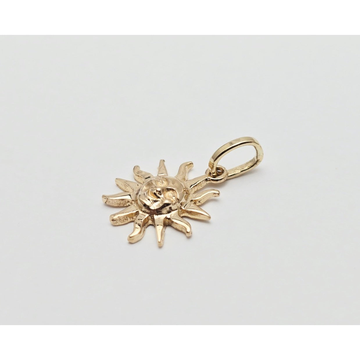 Tiny 14K Yellow Gold St Lucia Smiling Sun Charm Pendant