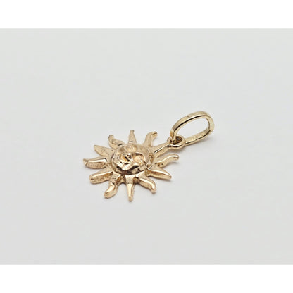 Tiny 14K Yellow Gold St Lucia Smiling Sun Charm Pendant