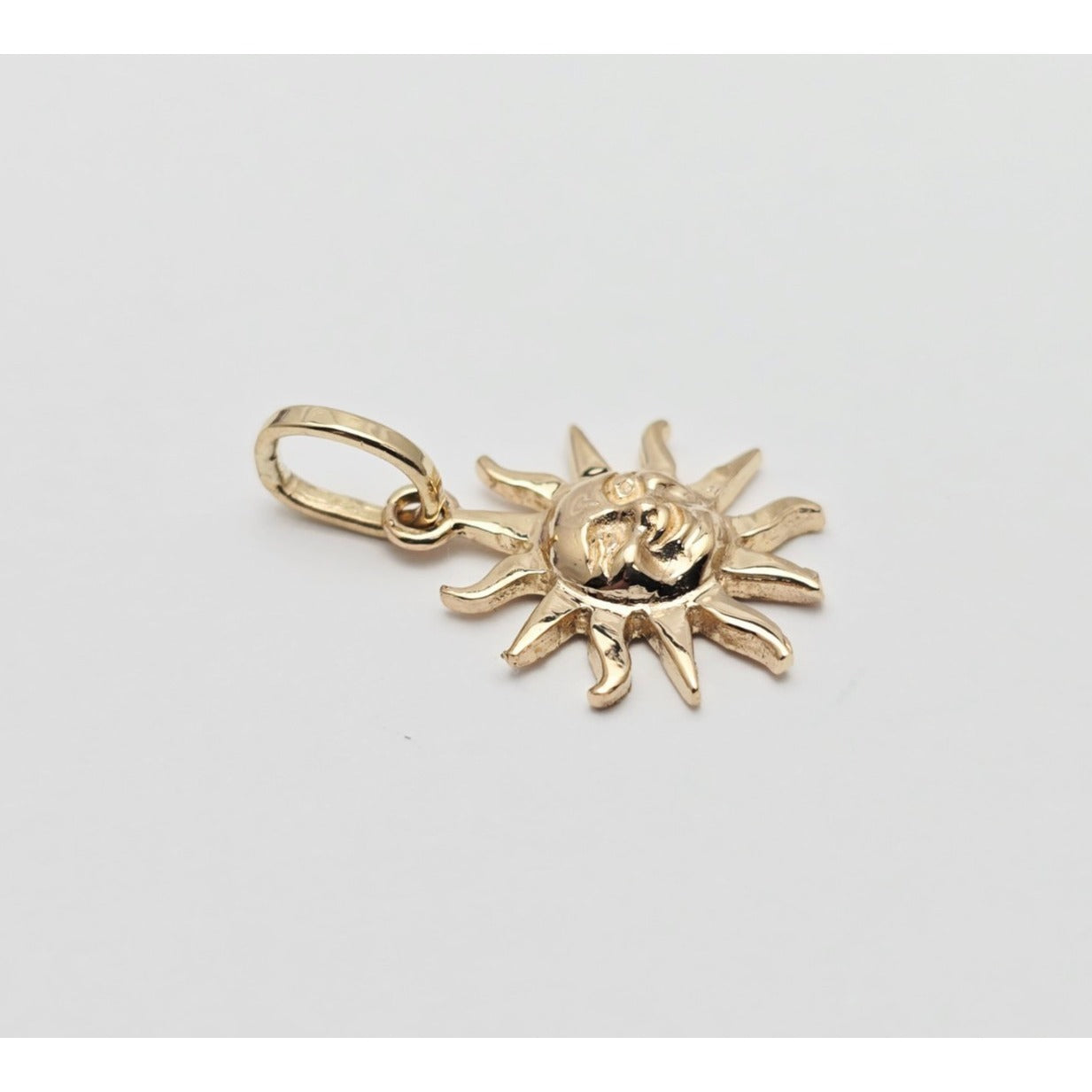 Tiny 14K Yellow Gold St Lucia Smiling Sun Charm Pendant
