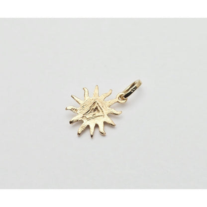 Tiny 14K Yellow Gold St Lucia Smiling Sun Charm Pendant