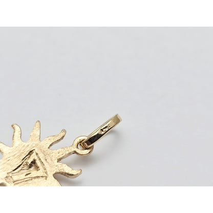 Tiny 14K Yellow Gold St Lucia Smiling Sun Charm Pendant