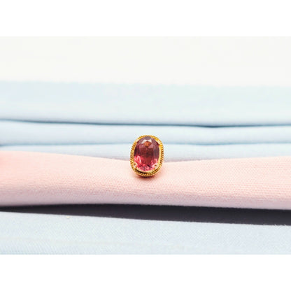 Single 21K Yellow Gold Oval Shaped Tourmaline Stud Earring