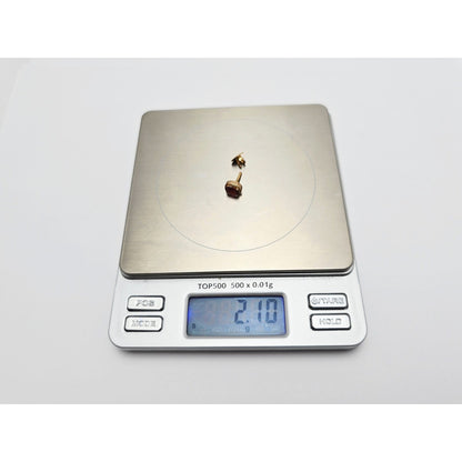 Single 21K Yellow Gold Oval Shaped Tourmaline Stud Earring