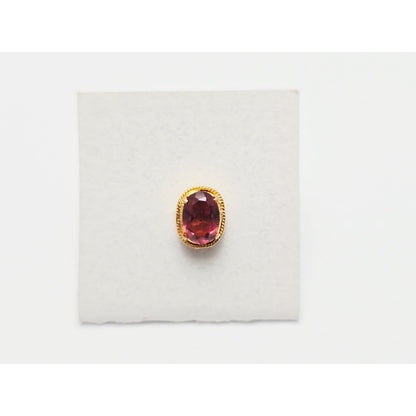 Single 21K Yellow Gold Oval Shaped Tourmaline Stud Earring