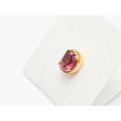 Single 21K Yellow Gold Oval Shaped Tourmaline Stud Earring