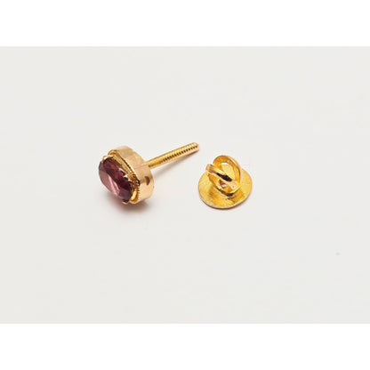 Single 21K Yellow Gold Oval Shaped Tourmaline Stud Earring