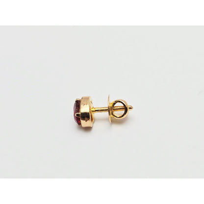 Single 21K Yellow Gold Oval Shaped Tourmaline Stud Earring