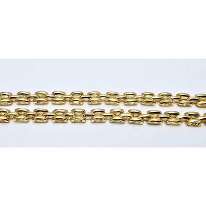 18K Yellow Gold Cabochon Sapphire & Diamond Link Chain Necklace