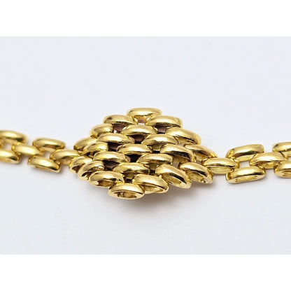 18K Yellow Gold Cabochon Sapphire & Diamond Link Chain Necklace