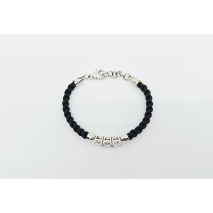 14K White Gold GIA 3 Diamond Adjustable Black Rope Bracelet 1.65ctw F VVS1