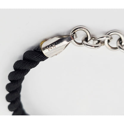 14K White Gold GIA 3 Diamond Adjustable Black Rope Bracelet 1.65ctw F VVS1