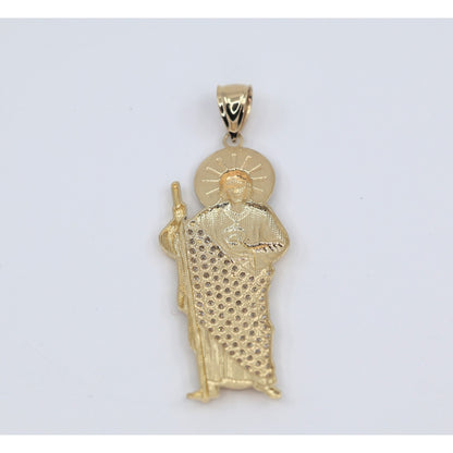 14K Two Tone Gold Saint Jude CZ Charm Pendant