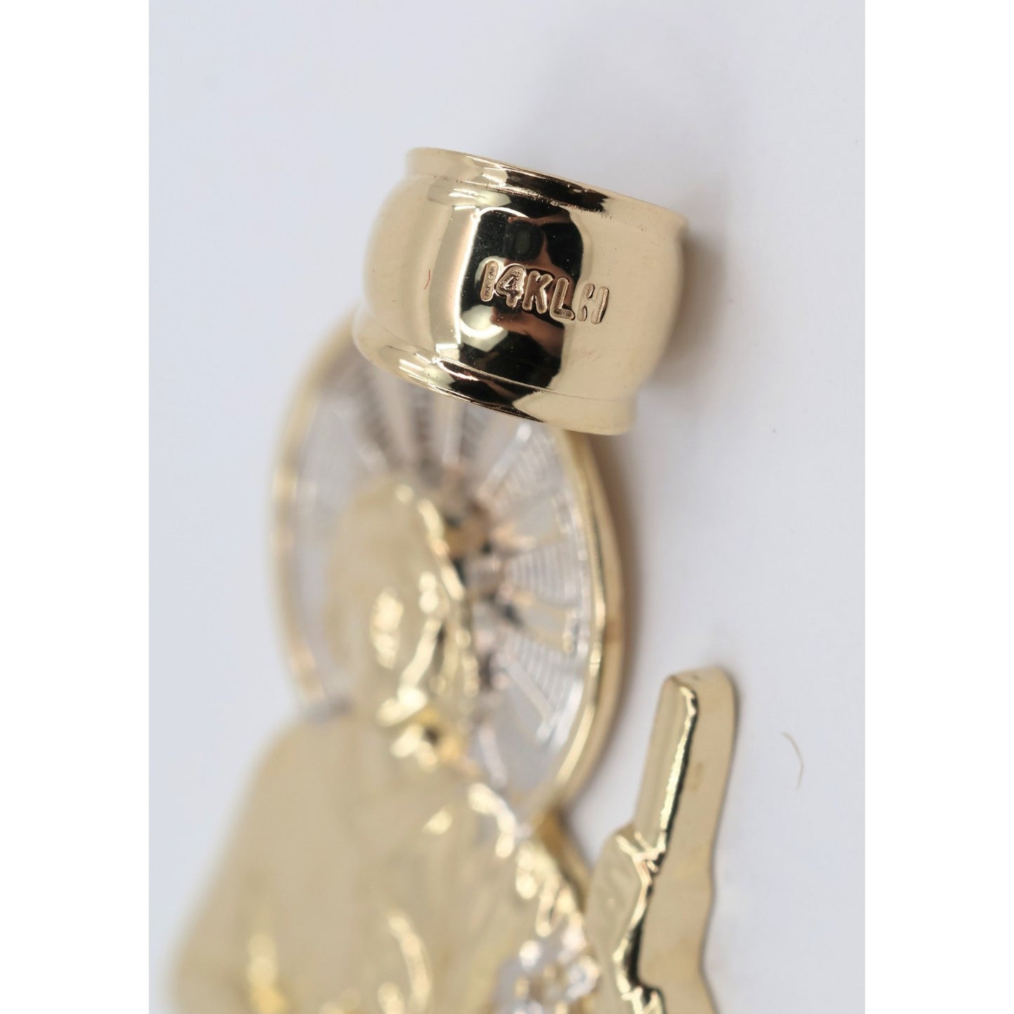 14K Two Tone Gold Saint Jude CZ Charm Pendant