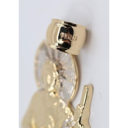 14K Two Tone Gold Saint Jude CZ Charm Pendant