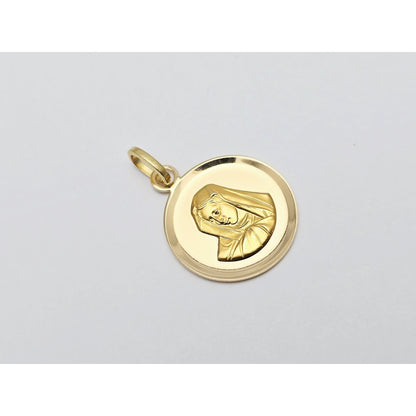 18K Yellow Gold Round Saint Mary Charm Pendant