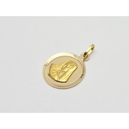 18K Yellow Gold Round Saint Mary Charm Pendant