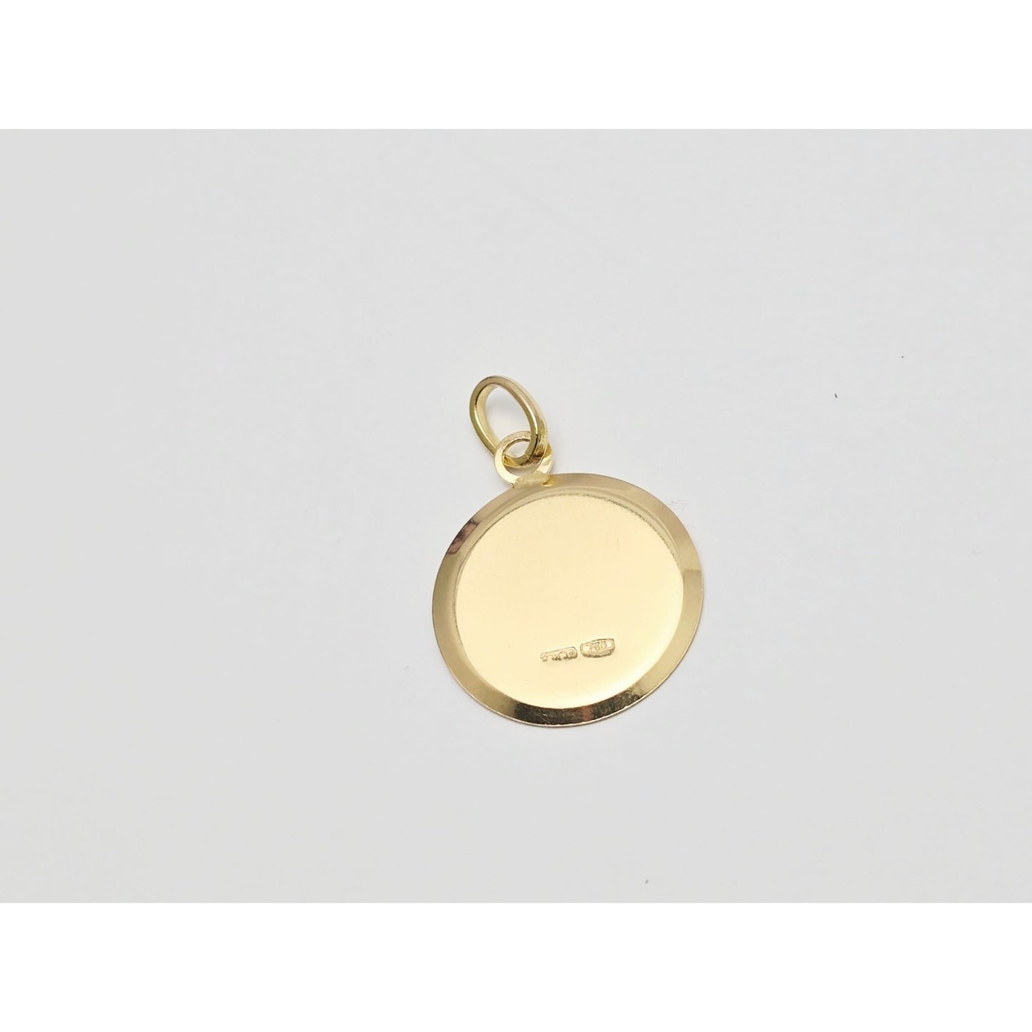 18K Yellow Gold Round Saint Mary Charm Pendant