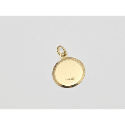 18K Yellow Gold Round Saint Mary Charm Pendant