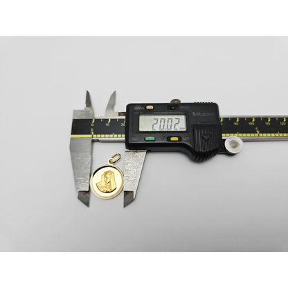 18K Yellow Gold Round Saint Mary Charm Pendant