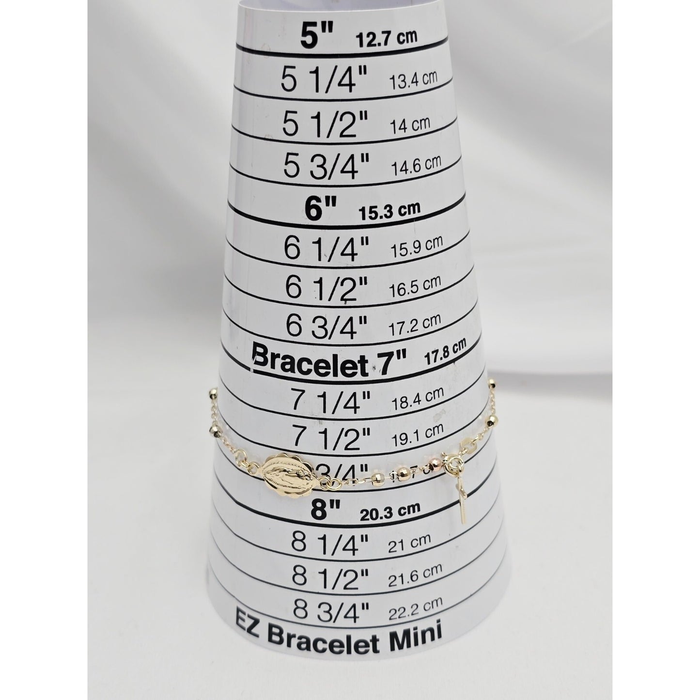 14K Yellow Gold Rosary Bead Ball Resizable Link Chain Bracelet