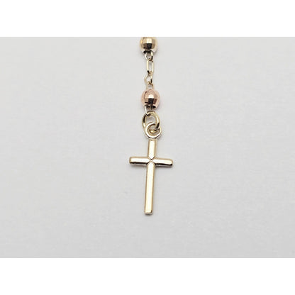 14K Yellow Gold Rosary Bead Ball Resizable Link Chain Bracelet