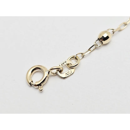 14K Yellow Gold Rosary Bead Ball Resizable Link Chain Bracelet