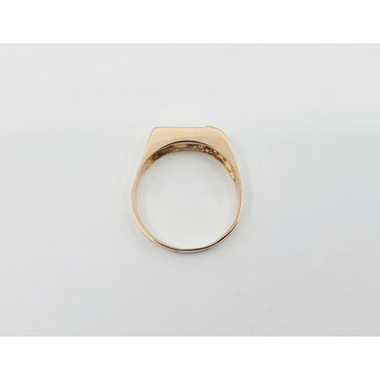 14K Solid Rose Gold Men's Emerald Cut Diamond Statement Ring