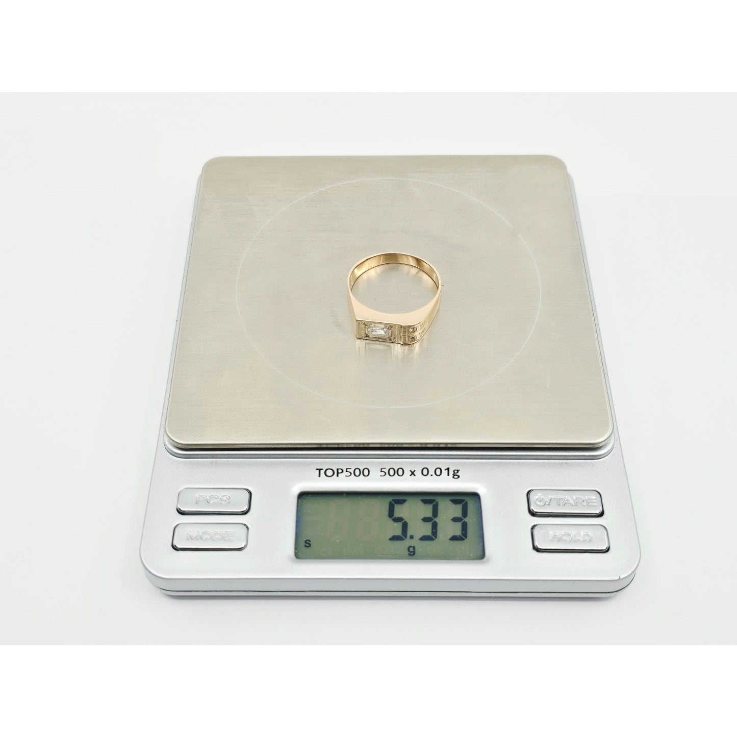 14K Solid Rose Gold Men's Emerald Cut Diamond Statement Ring