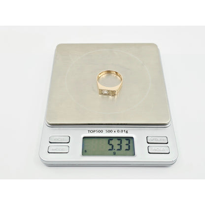 14K Solid Rose Gold Men's Emerald Cut Diamond Statement Ring