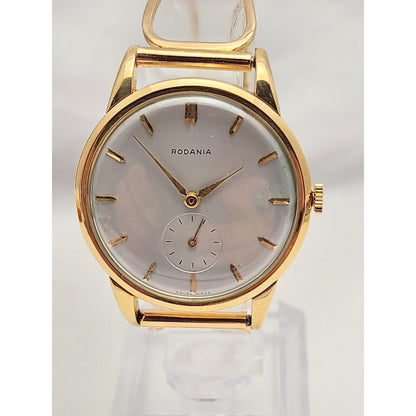Vintage 1940s Rodania 18K Yellow Gold 35mm 17J Case # 127 Sub Dial Swiss Watch
