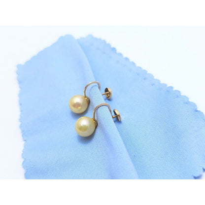 10K Yellow Gold Hinged Screw Back Non-Pierced Round Pearl Earrings