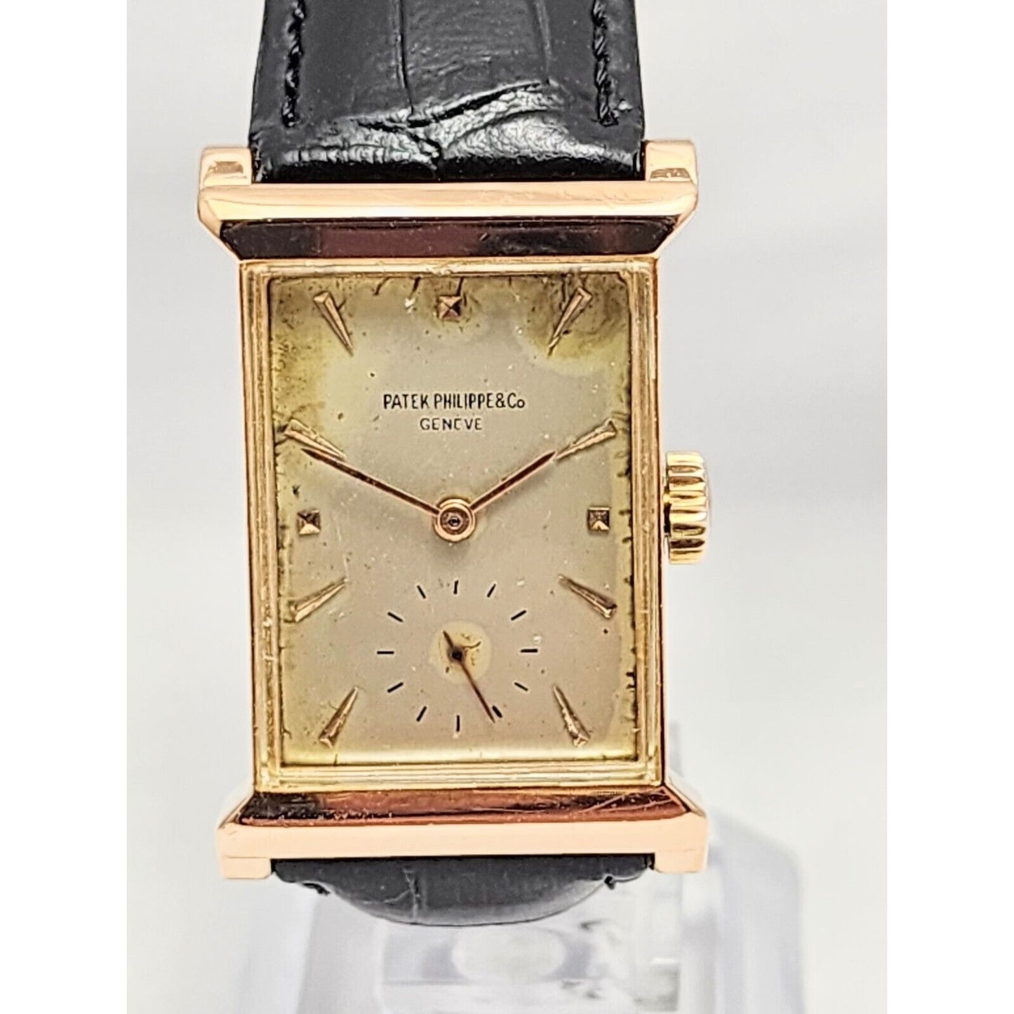 Vintage Patek Philippe 2404 Canape Art Deco Architectural 1950s 18K Rose Gold