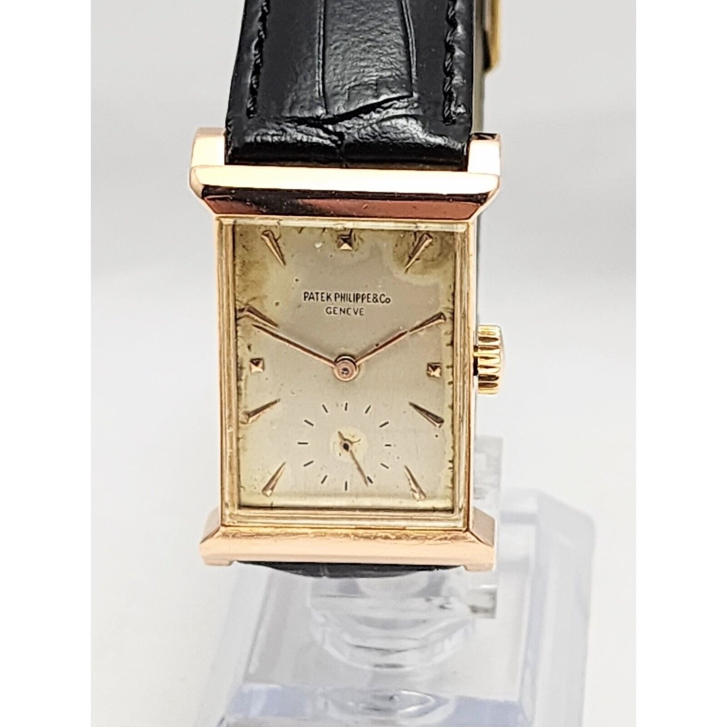 Vintage Patek Philippe 2404 Canape Art Deco Architectural 1950s 18K Rose Gold