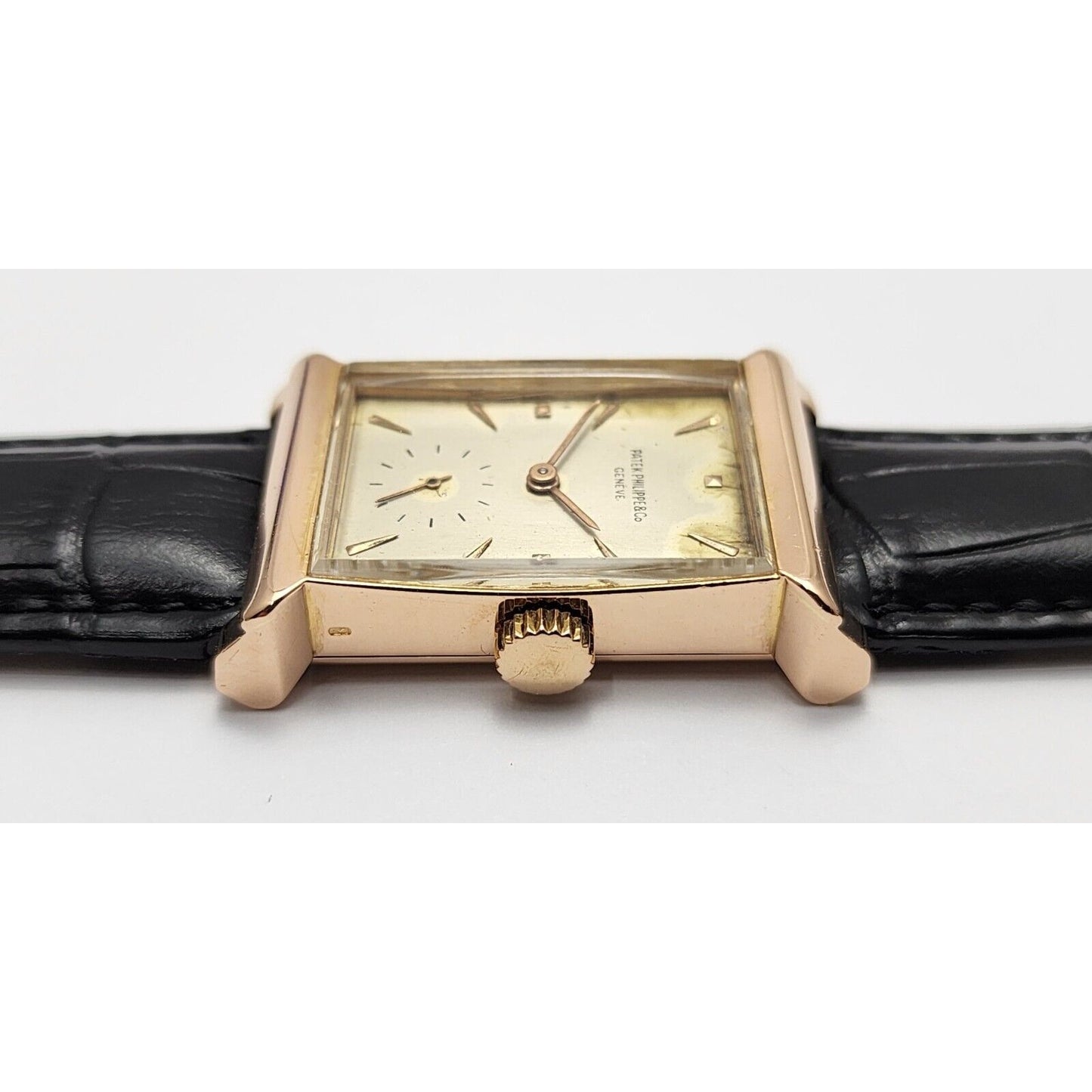 Vintage Patek Philippe 2404 Canape Art Deco Architectural 1950s 18K Rose Gold