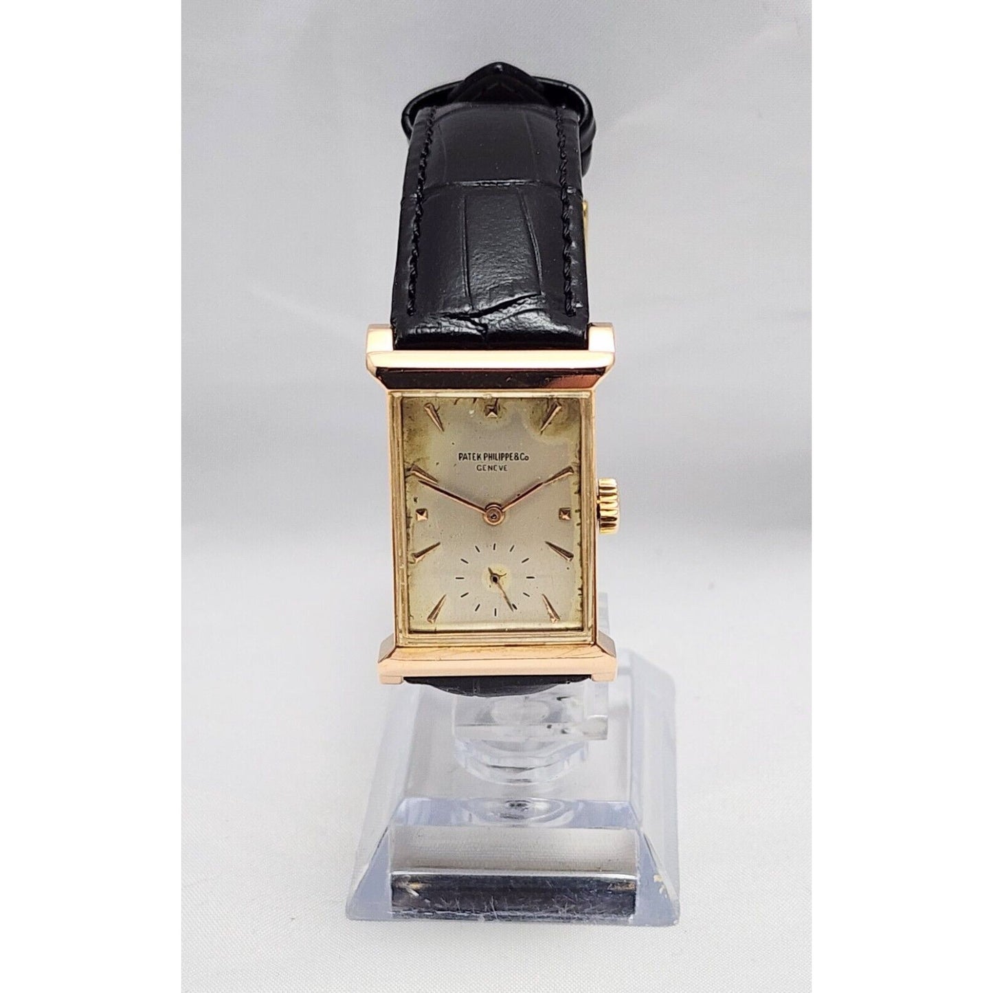 Vintage Patek Philippe 2404 Canape Art Deco Architectural 1950s 18K Rose Gold