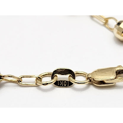 10K Tri Tone Gold Rosary Bead Ball Link Chain Bracelet