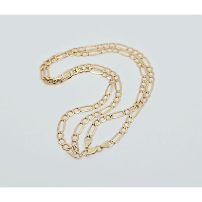 14K Yellow Gold Figaro Link Chain Necklace