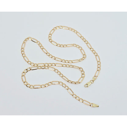 14K Yellow Gold Figaro Link Chain Necklace