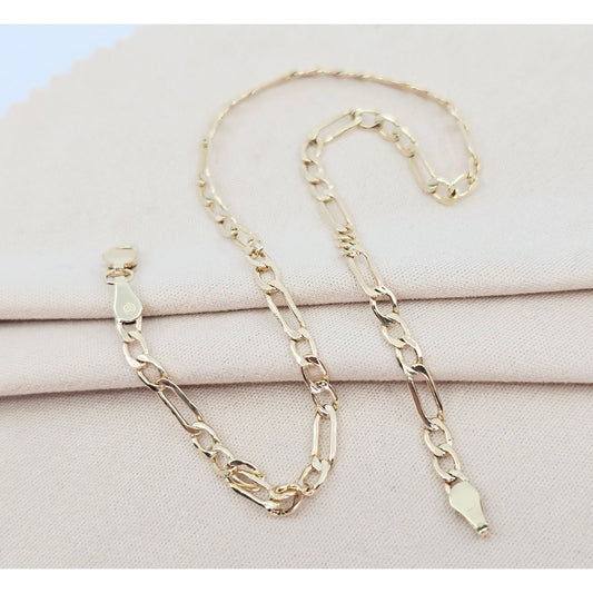 14K Yellow Gold Figaro Link Anklet Bracelet