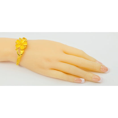 24K Yellow Gold Resizable Flower Link Chain Bracelet