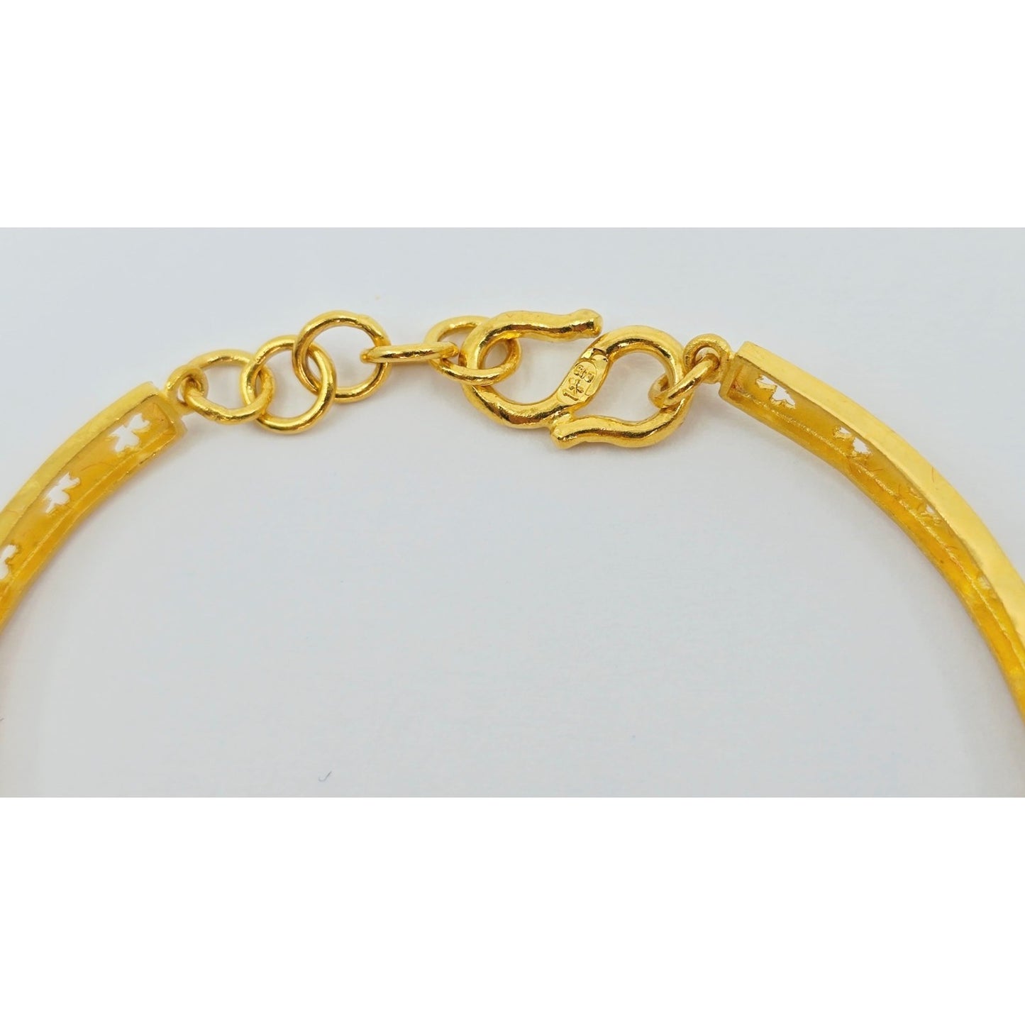 24K Yellow Gold Resizable Flower Link Chain Bracelet