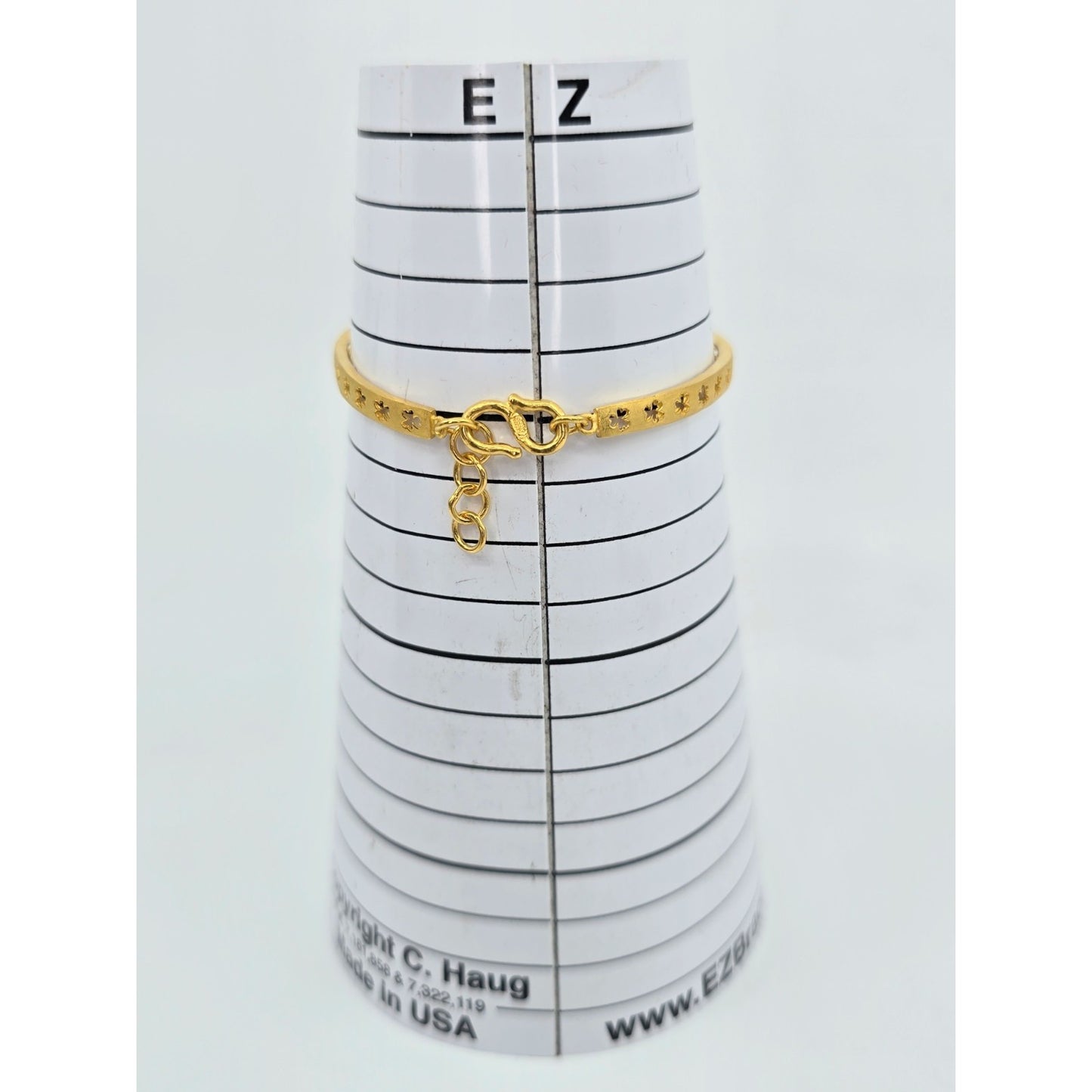 24K Yellow Gold Resizable Flower Link Chain Bracelet