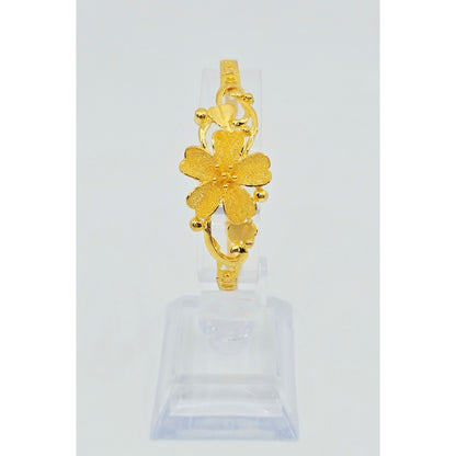 24K Yellow Gold Resizable Flower Link Chain Bracelet