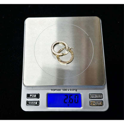 14K Yellow Gold Hinged Versace Style Hoop Earrings