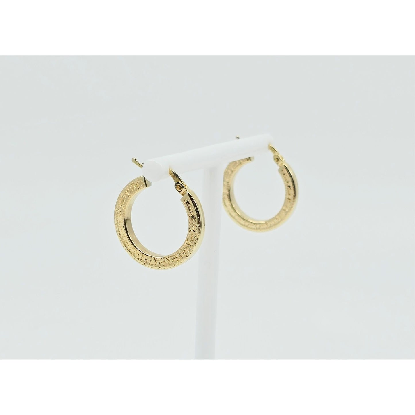 14K Yellow Gold Hinged Versace Style Hoop Earrings