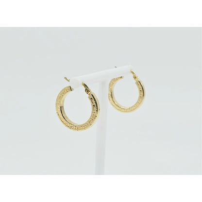 14K Yellow Gold Hinged Versace Style Hoop Earrings