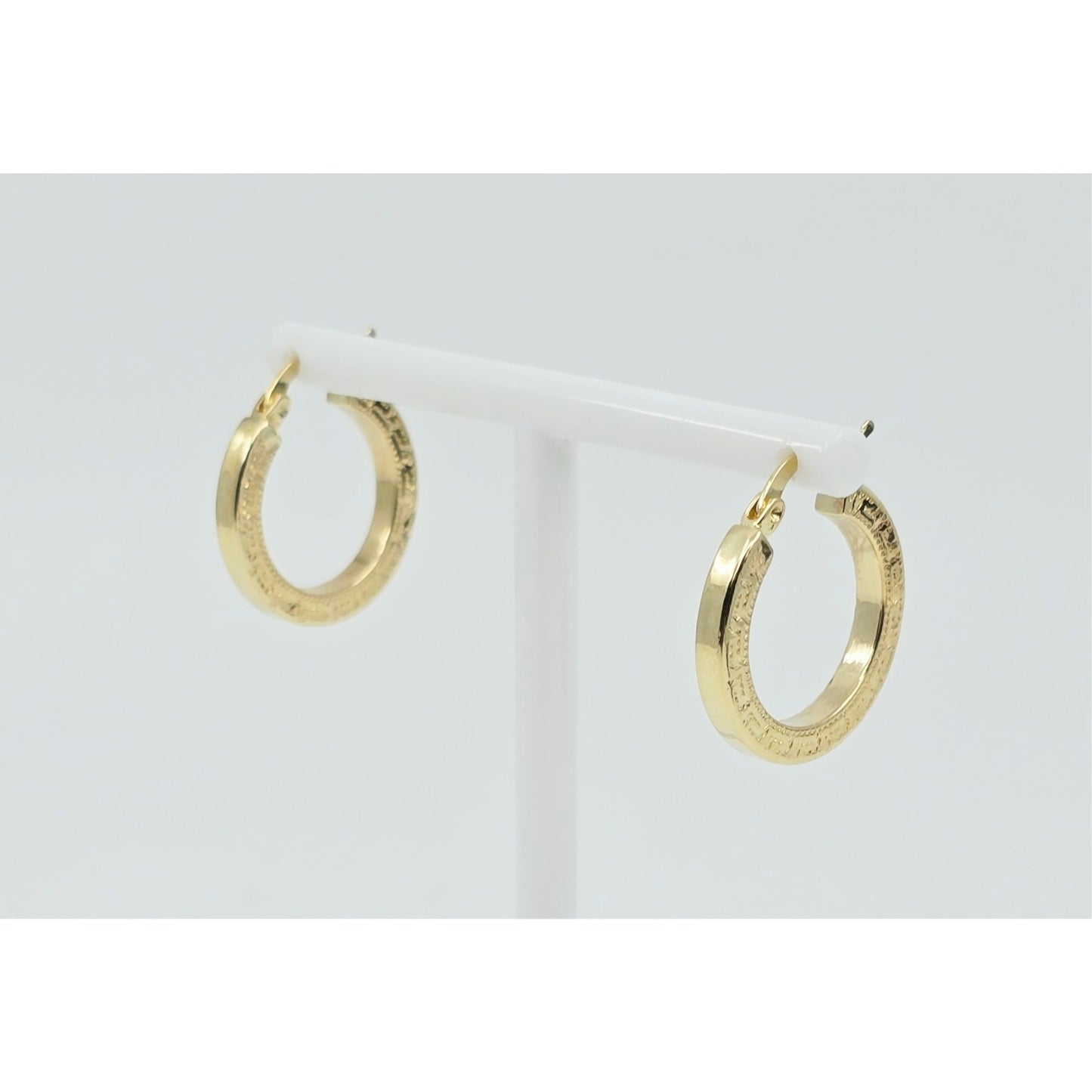 14K Yellow Gold Hinged Versace Style Hoop Earrings