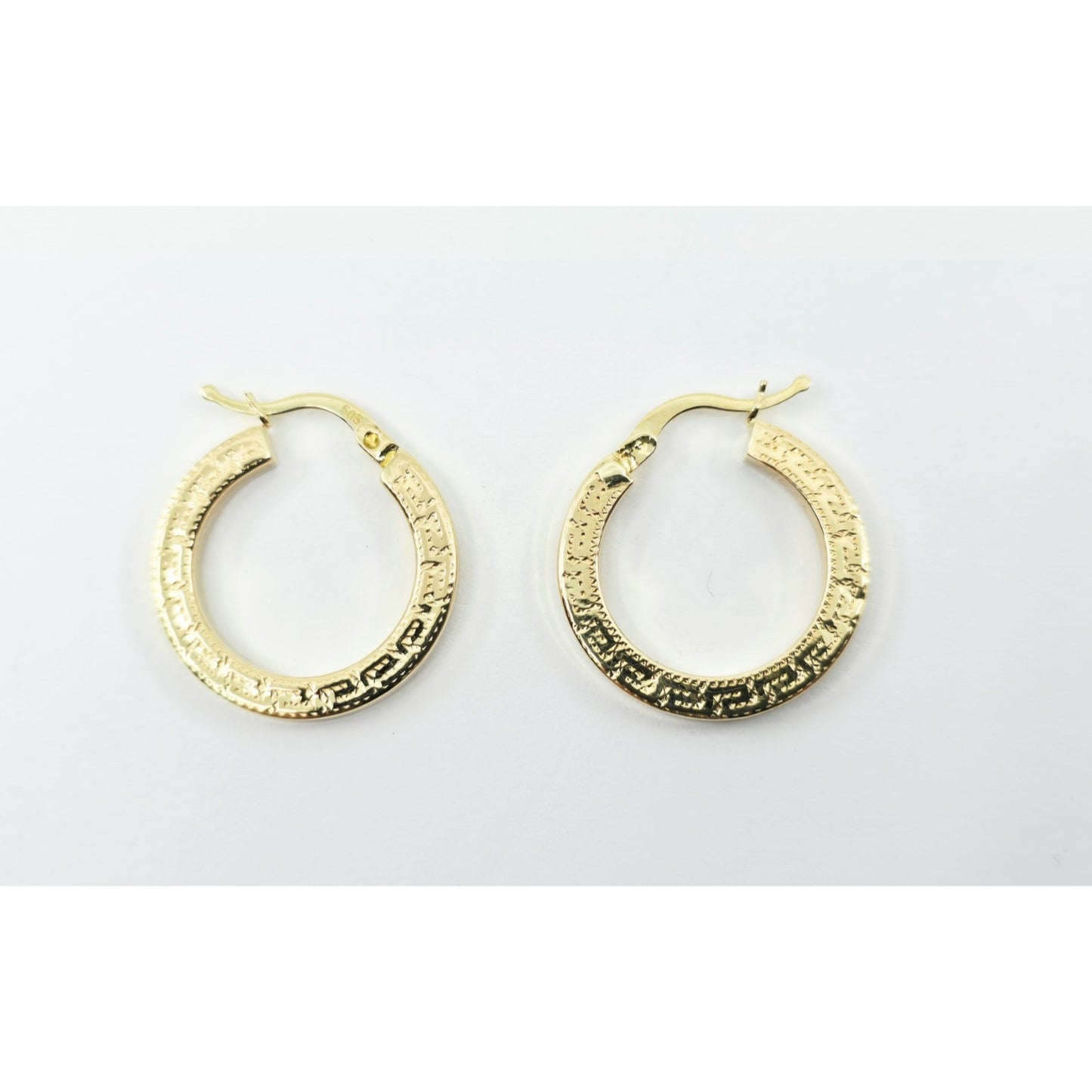 14K Yellow Gold Hinged Versace Style Hoop Earrings
