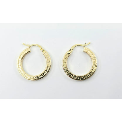 14K Yellow Gold Hinged Versace Style Hoop Earrings